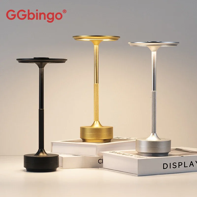 GGbingo USB-Aufladbare LED-Schreibtischlampe mit Touch-Dimmung, Tragbare Tischleuchte für Cafés, Vintage-Dekoration, Stimmungslicht