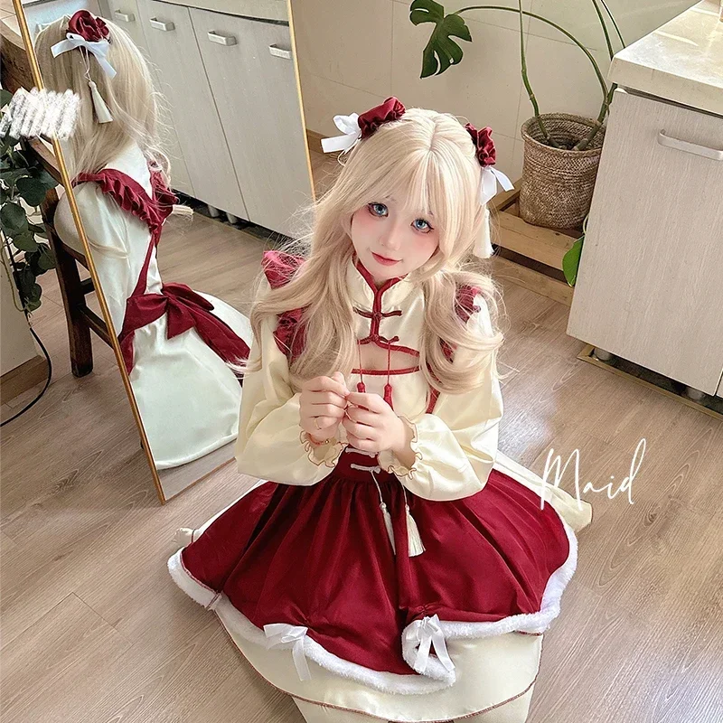 Vintage Geïnspireerde Damesoutfits Anime Meisje Cosplay Zwarte Jurk Met Lange Mouwen Dames Klassieke Lolita Meid Jurk