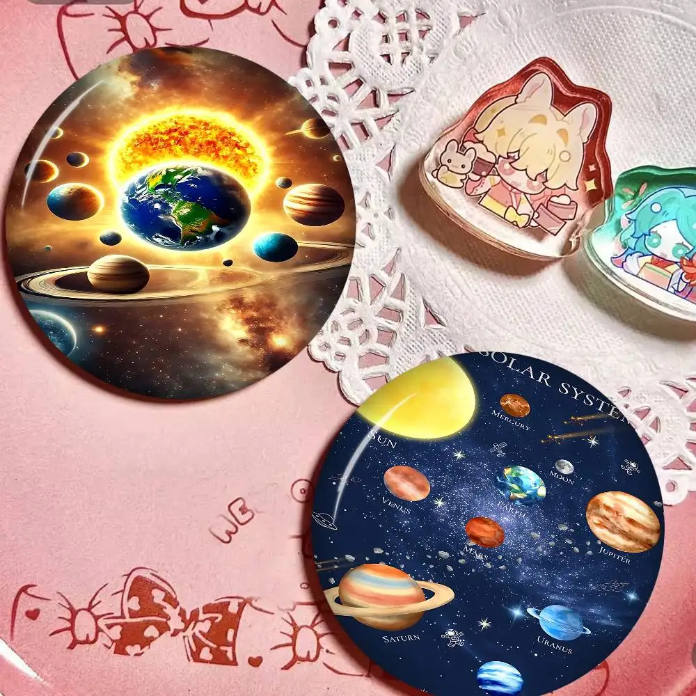 Solar System Planets Microfiber 58mm Animals Funny Brooches Badge Backpack Clothes Gift Accessory