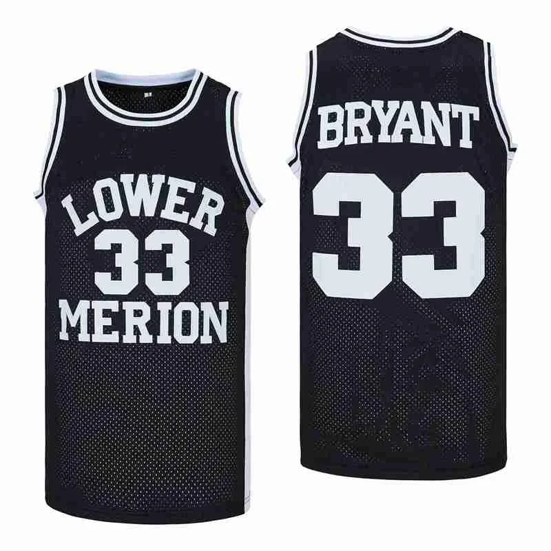 Basketball jerseys Lower Merion 33 Kobe Bryant High ScHool Jersey Sewing Embroidery Outdoor sportswear Hip Hop Movie Red White