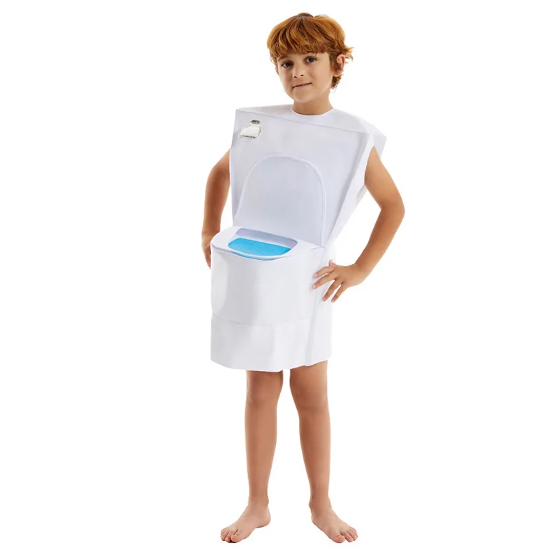 

2025 New Arrival Boy Funny White Bidet Halloween Fancy Dress Up Boys Toilet Costume