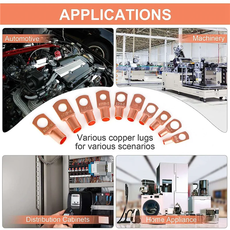

Fresh 390PCS Copper Wire Lugs,Terminal Connectors,Used On AWG12 10 8 6 4 2 Cable,Heat Shrink Set,Ring Terminals Connectors