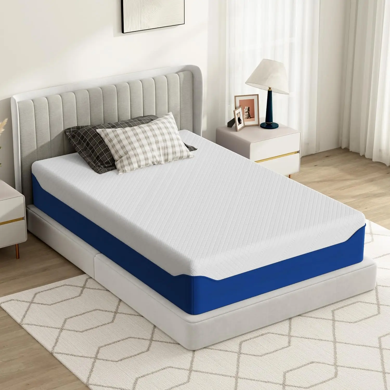 12 Inch Gel-Infused Memory Foam Mattress Twin Size Made in USA,Medium Soft with Removable Washble Cover Cooling Gel Bed in a Box