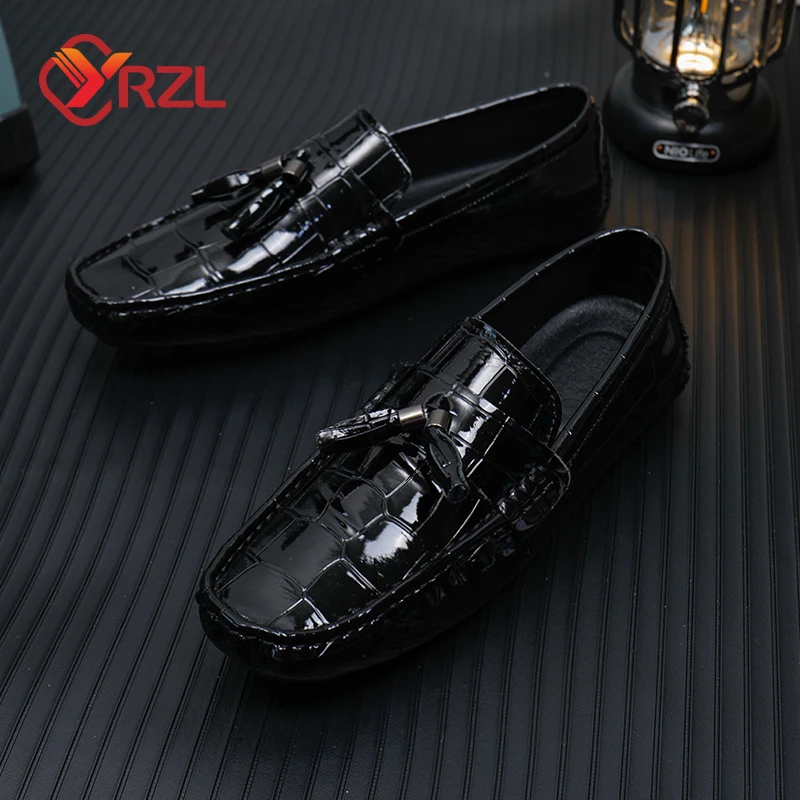 YRZL Tassel Leather Loafers Men Shoes Casual Luxury Brand Mens Loafers Moccasins Breathable Slip on Male Boat Shoes Plus Size 48