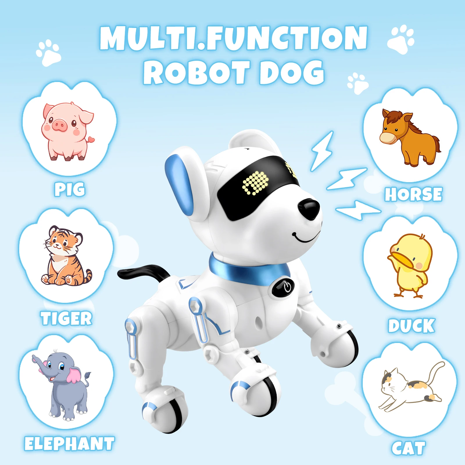 Perro robótico con Control remoto inteligente, sonido electrónico simulado, música para caminar, comando de canto, juguetes programables para niños
