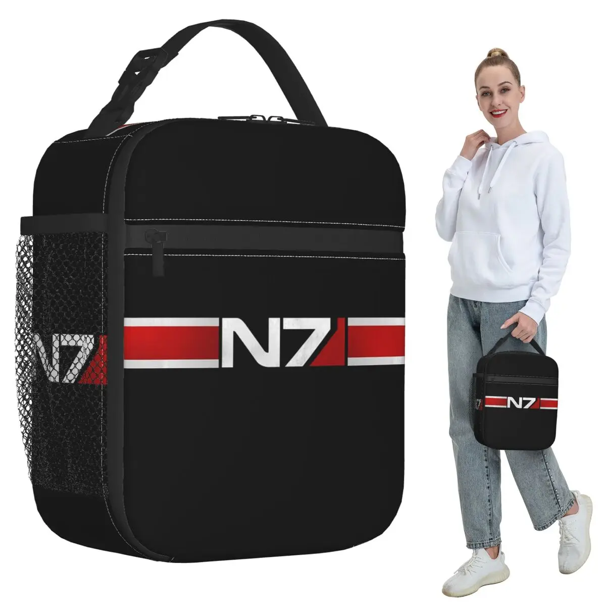 Armor Alliance Military Mass Effect N7 Insulated Lunch Bag for Women Office Cooler Thermal Food Box Tote Lunch Boxes Container