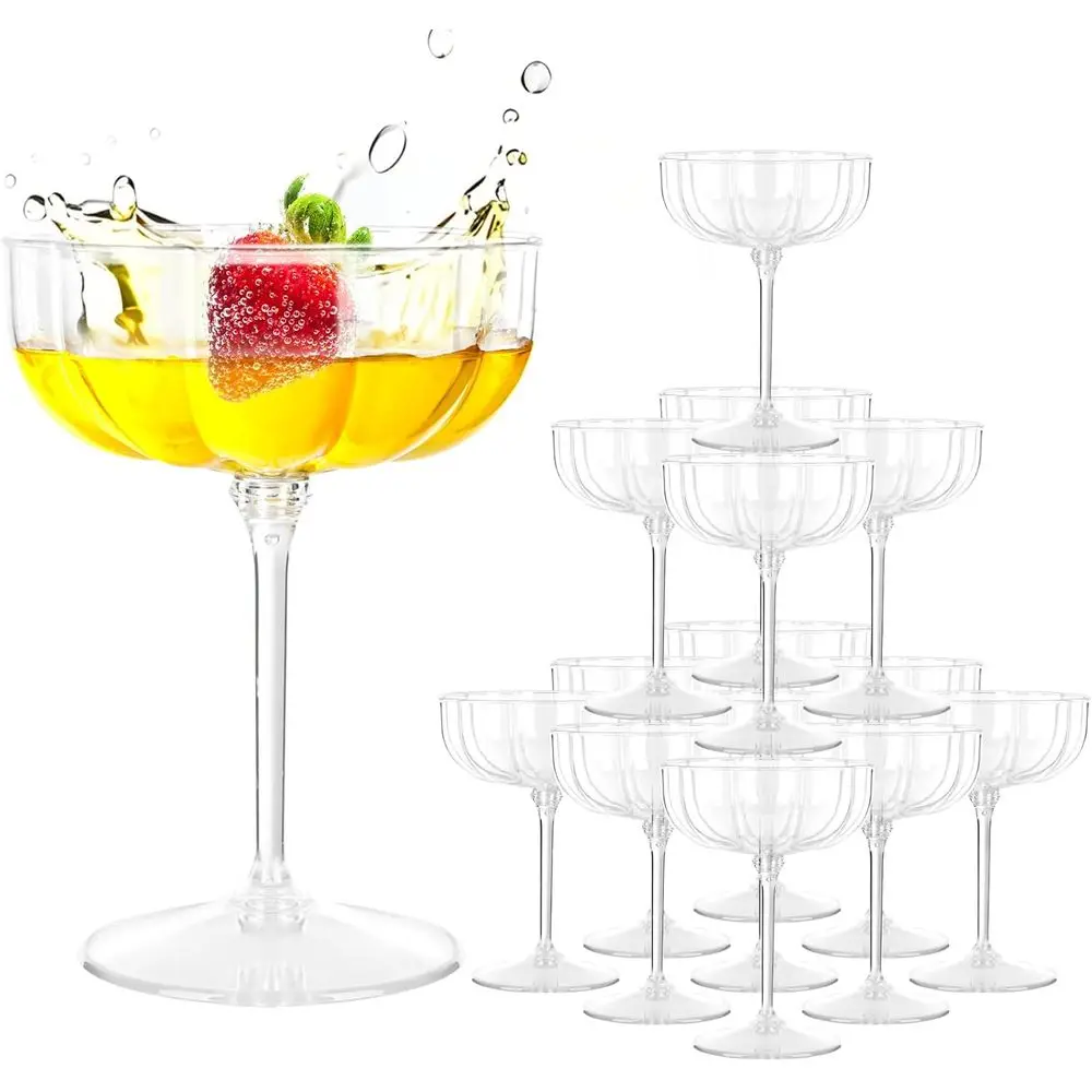 

20 Pcs Plastic Champagne Glasses 8 oz Disposable Cocktail Cups Perfect for Bar Cocktails and Parties