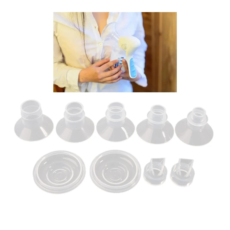 1set 13/15/17/19/21mm Breast Pump Funnel Inserts Plug-in Caliber Size Converter Nipple Horn Adapter + Diaphragm Duckbill Valve