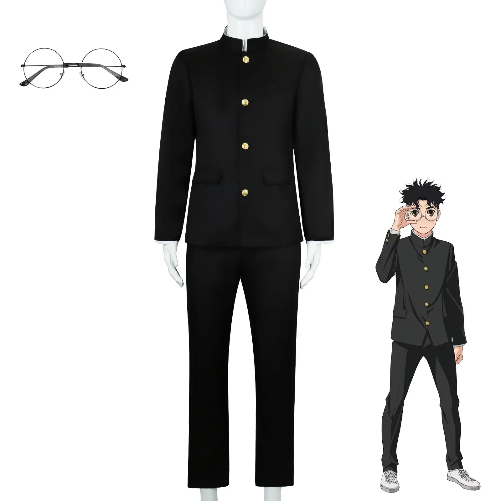 Dandadan Cosplay Costume Set  Okarun Mask & Ken Takakura Uniform Glasses - Momo Ayase Halloween Party Cosplay for Men Women