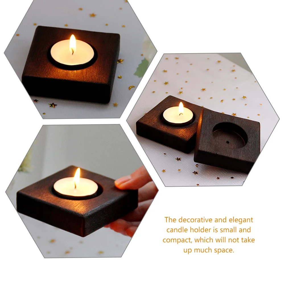 حامل خشبي Tealight حامل نذرية ديكورات المنزل LED أضواء الشاي زخرفة المدمجة توفير المساحة اليدوية