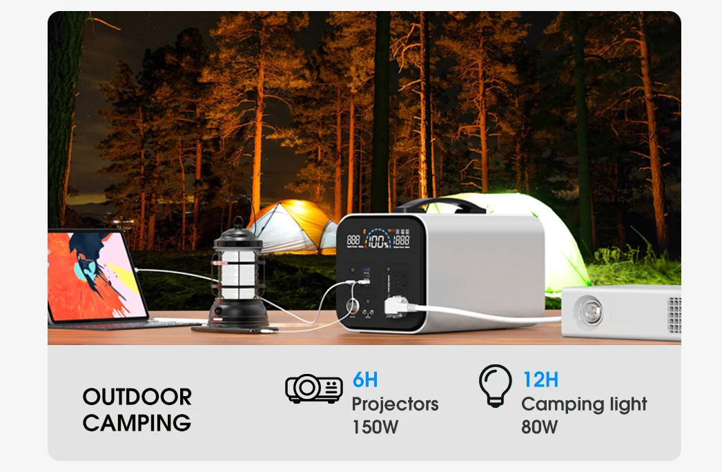 Backup Emergency Energy Storage Power Supply 1000w Portable Solar Generator Camping Outdoor Power Station