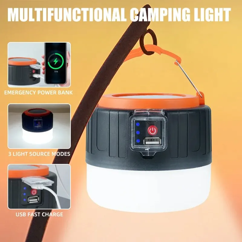 Outdoor Solar LED Camping Lamp USB Rechargeable Tent Portable Lantern Emergency Lights Camping Lights Fishing Light