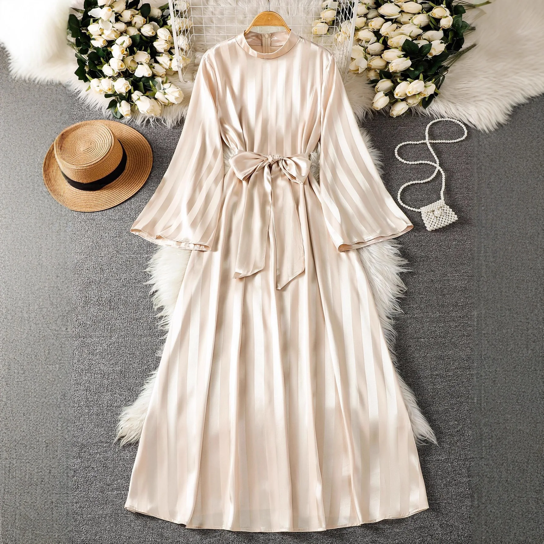 

Elegant Satin Jacquard Jalabiya Women Muslim Party Dress Dubai Abaya Turkey Kaftan Eid Djellaba Islam Clothing Caftan Femme Robe