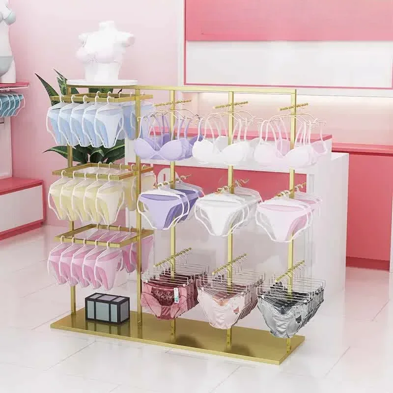 Multifunctional Modern Design Underwear Island Display Stand Sock Double Sided Hanging Floor Clothing Store Storage Shelves