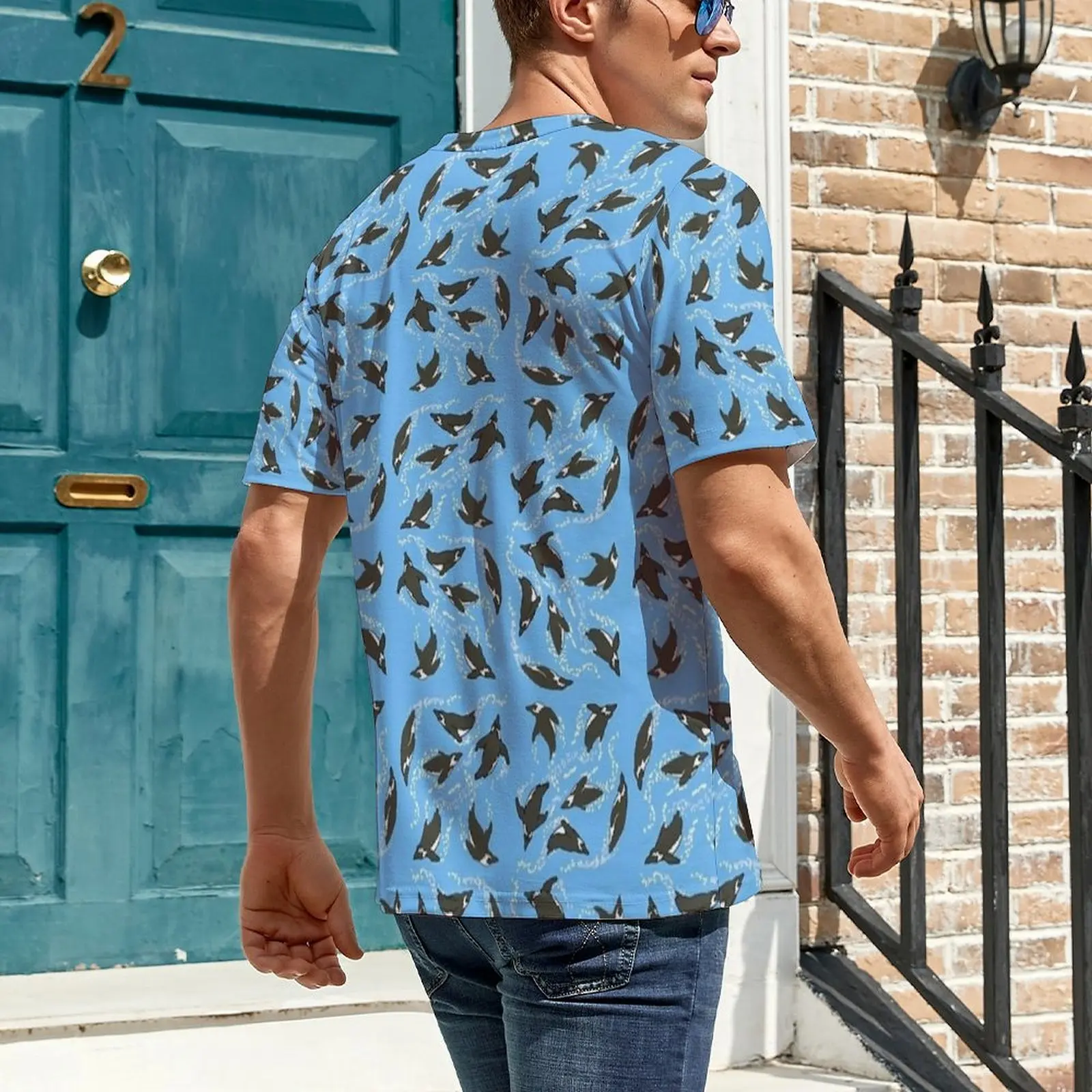 African Penguins Swimming Print T Shirt  Harajuku T Shirts Men Basic Tee Shirt Premium Short Sleeve Design Clothes Big Size 6XL
