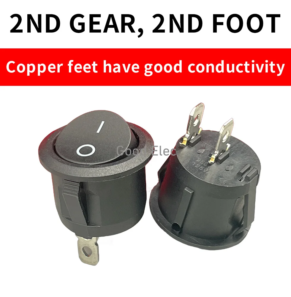 5 x KCD1-2 Rond Noir 2 Broches SPST ON-OFF Rocker Boat Switch 12V Snap + Waterproof Coat YUANZUO