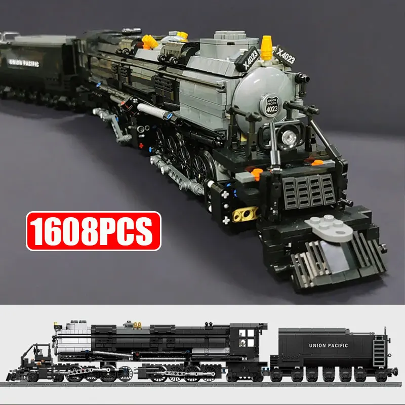 City Train Buildings Blocks Big Boy Steam Locomotive Railway Tracks Technical Car Bricks Sets MOC Toys For Kids Birthday Gifts