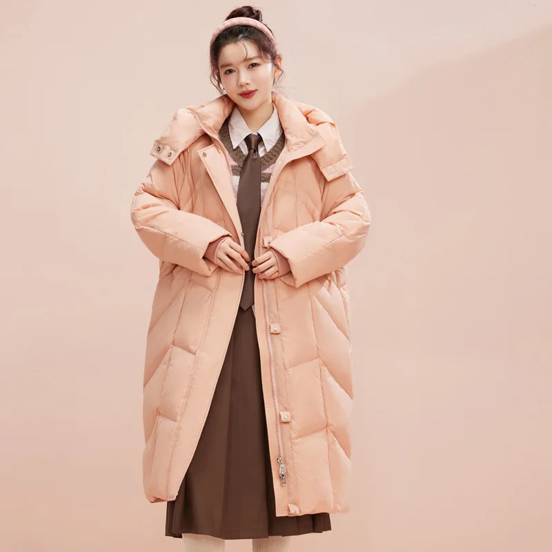 2024 Fall and Winter New Models Women's Parkas Thickened Warm Long Coats Down 90% White Duck Down Hooded Stand Collar Woman Coat