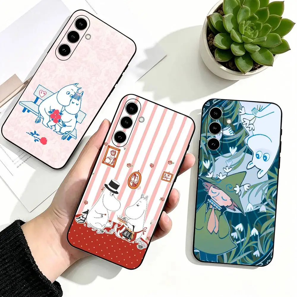 Lovely M-Moomintroll Hippo Cute Phone Case Black Silicone Soft For Samsung Galaxy A73,A72,A71,A70,A53,A52,A51