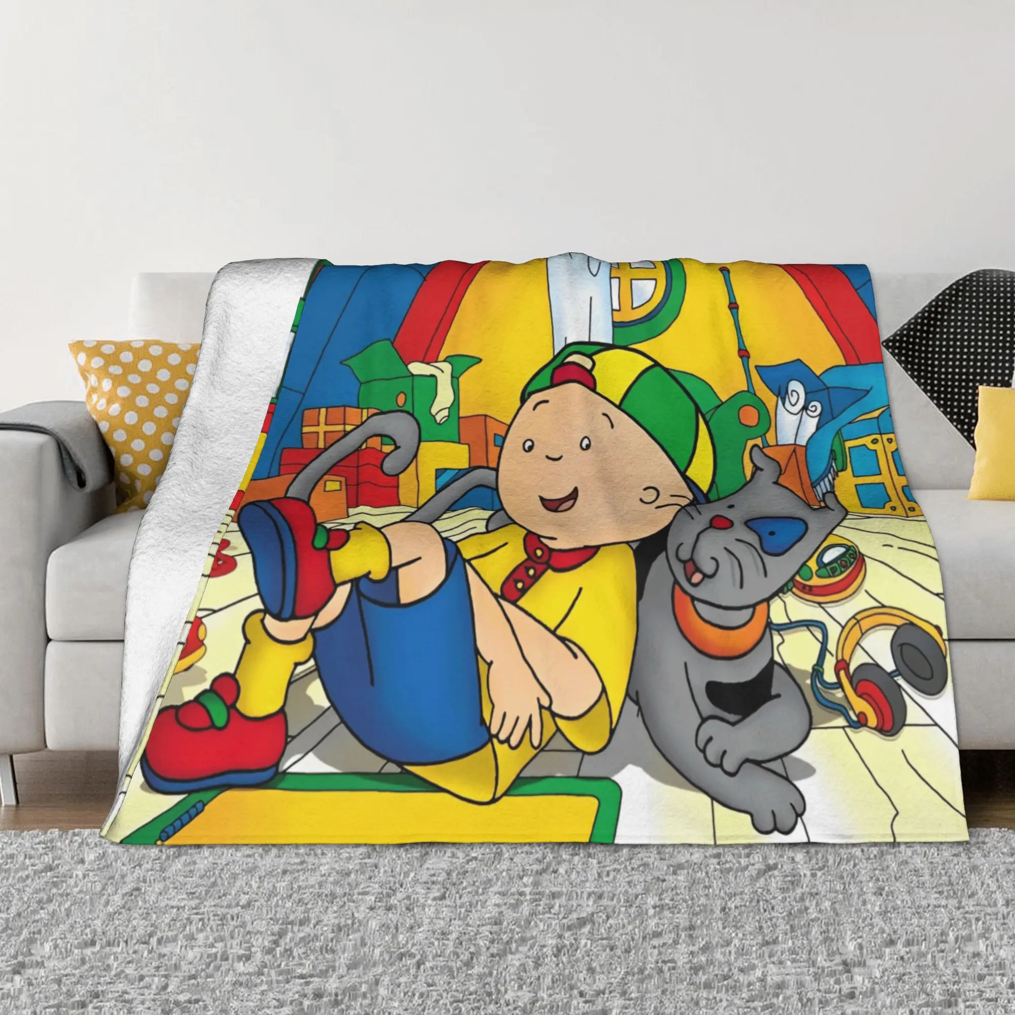 Caillou Cute Cartoon Knitted Blankets Flannel Educational Children TV Soft Throw Blanket for Bedding Couch Bedspread