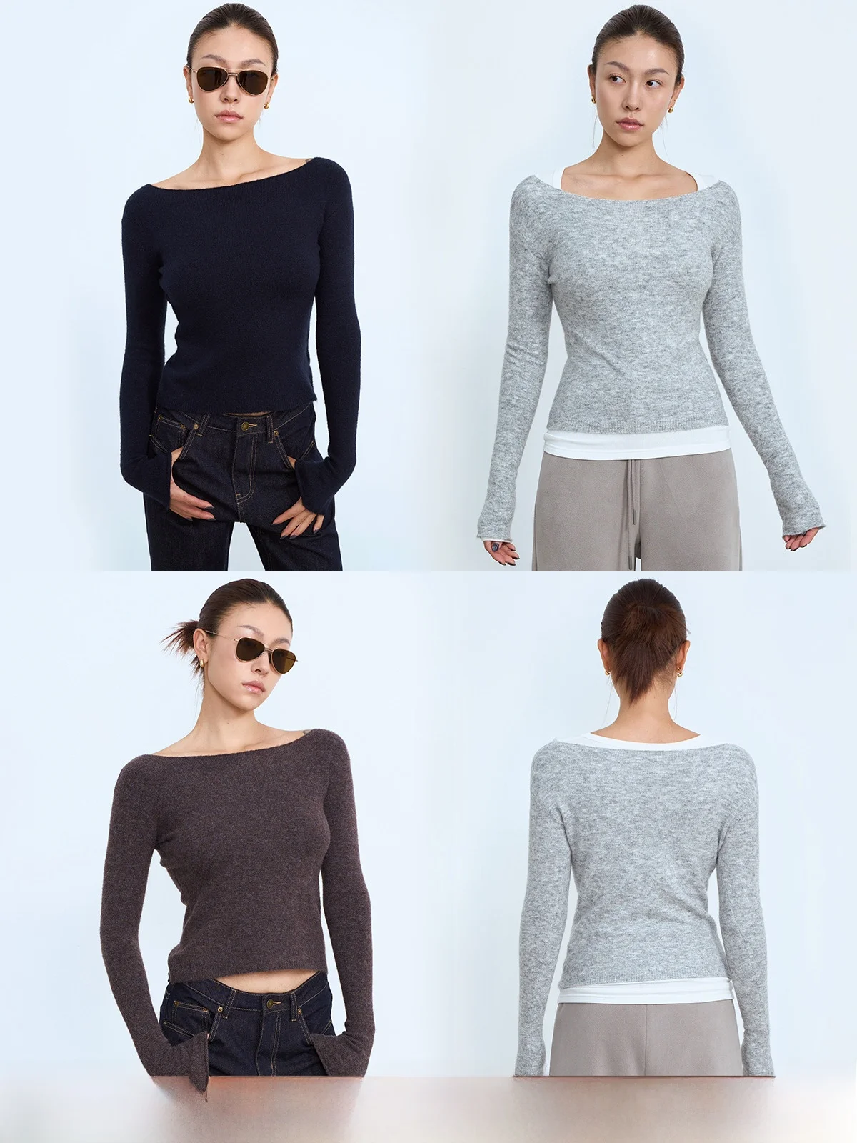 

AOLOL Мягкий, приятный для кожи шерстяной свитер Long Sve на одно плечо, удобный повседневный женский вязаный топ