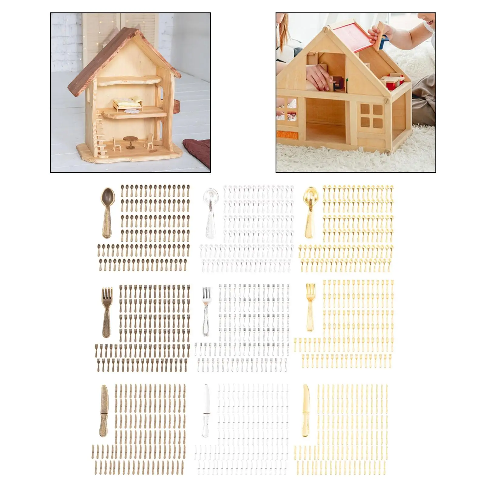 Conjunto de jantar para casa de bonecas 100 unidades para cozinha em miniatura em escala 1/12