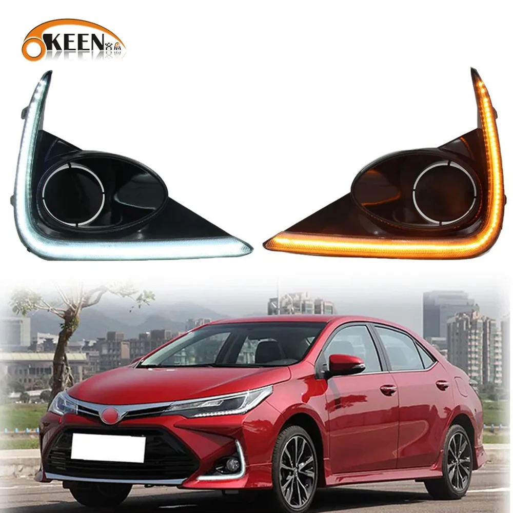 OKEEN LED Daytime Running Light ForToyota Corolla X 2021 2022 2023 Car Driving Turn Signal Lamp DRL Auto Headlight Accessory 12V