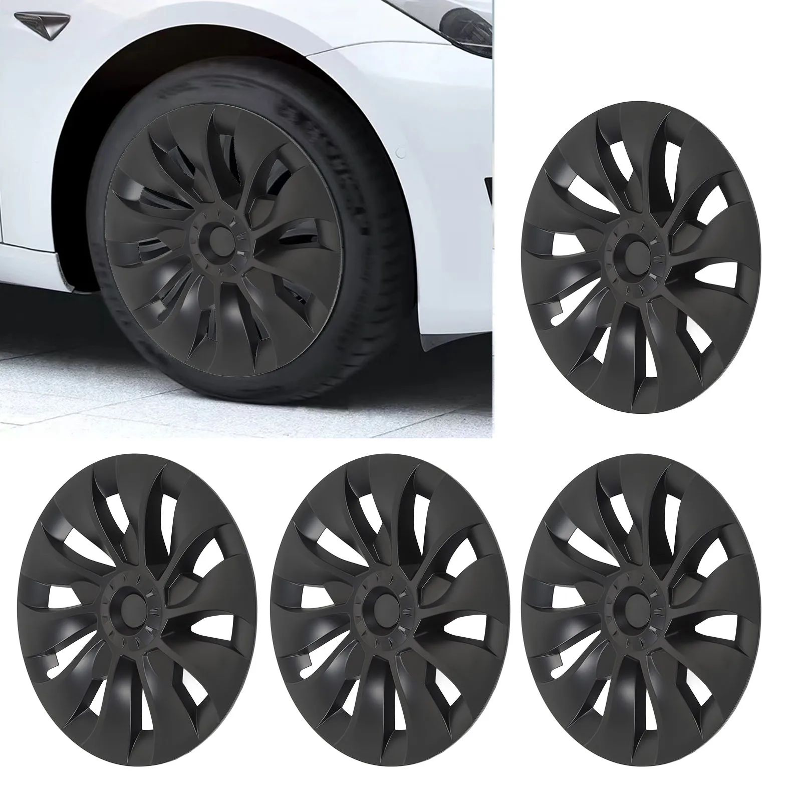 Dop Roda 18in Dop Roda 18in Matte Hitam Pengganti Sporty Keren Cocok untuk Roda 18 Inci Penutup Pelek Roda Penutup Hub Roda