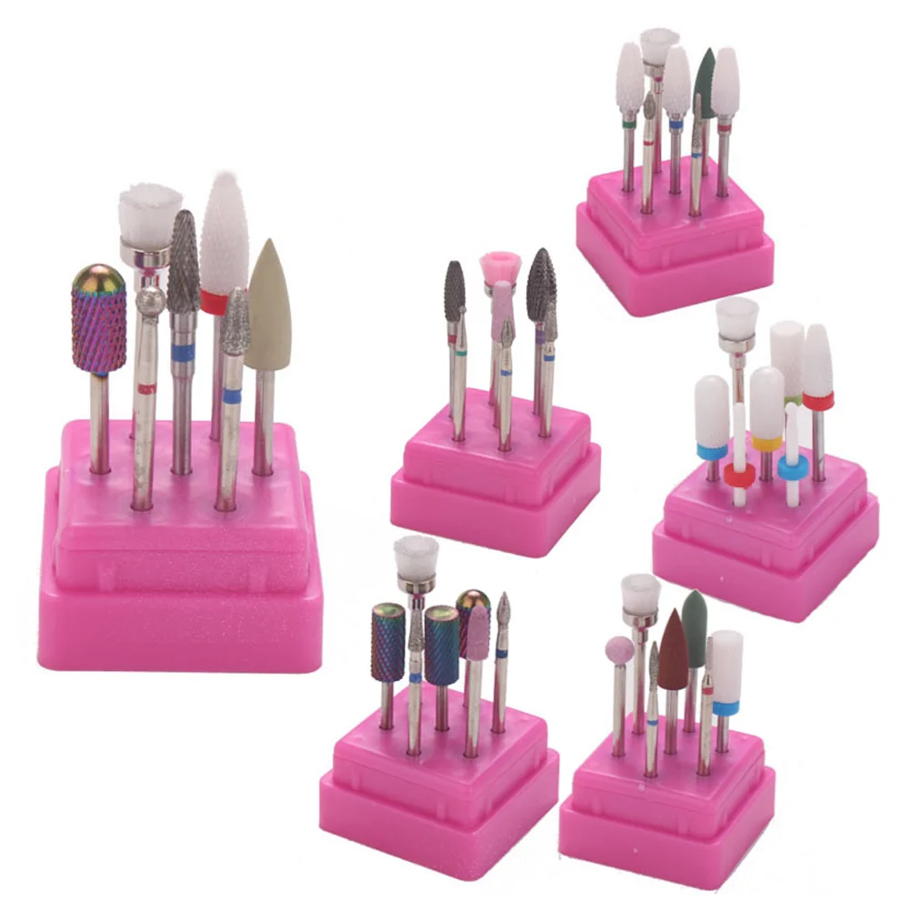 7pcs Polishing Set Grinding Head Kit For Manicure Brush Tool Professional Nail Art Salon Use Portable Case Included Nail Art