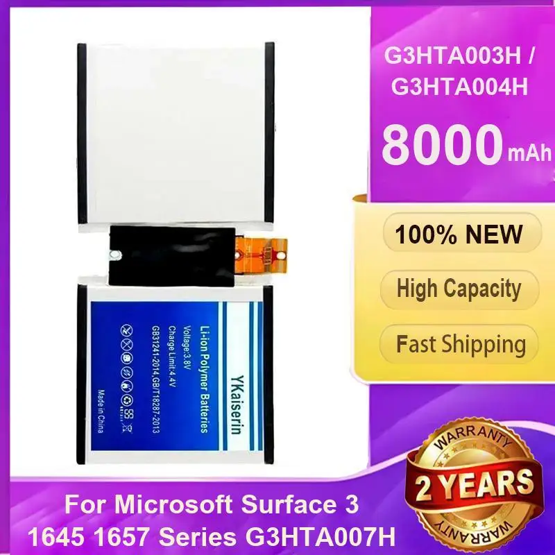 Tablet Battery G3HTA003H G3HTA004H Reliable Replacement For Microsoft Surface 3 1645 1657 G3HTA007H 8000mAh Strong Compatibility