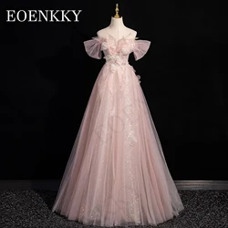 Pink Glitter Prom Dresses Off The Shoulder Birthday vestidos de graduación Charming Sequined Tulle A Line Party Graduation Dress