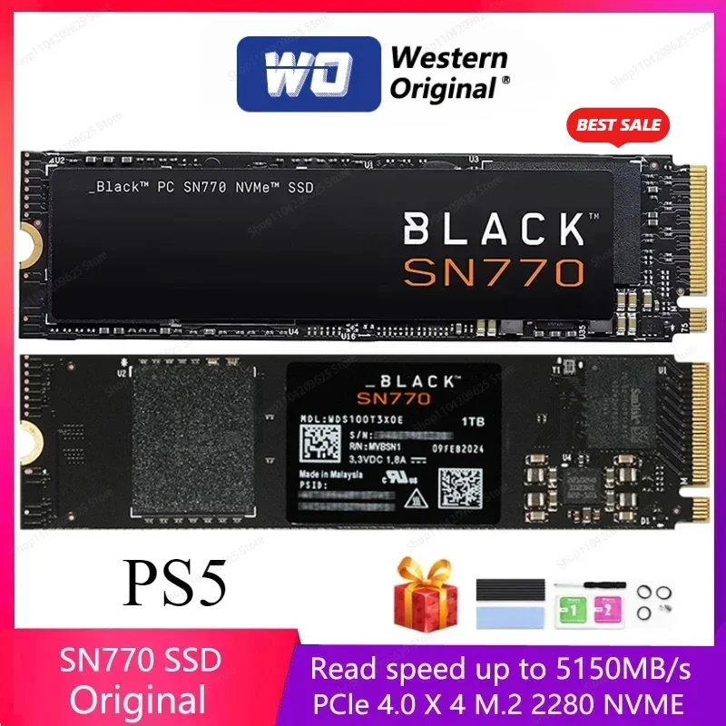 Original BLACK SN770 8TB 4TB NVMe SSD 2TB 1TB 500GB Internal Gaming Solid State Drive PCIe4.0 M.2 2280 For Laptop Desktop PS5