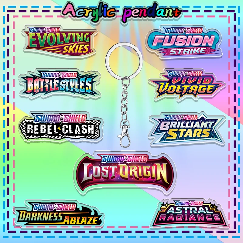 

Pokemon Cartoon Series Anime Logo Diy Acrylic Keychain Creative Game Collection Card Bag Decoration Pendant Gift