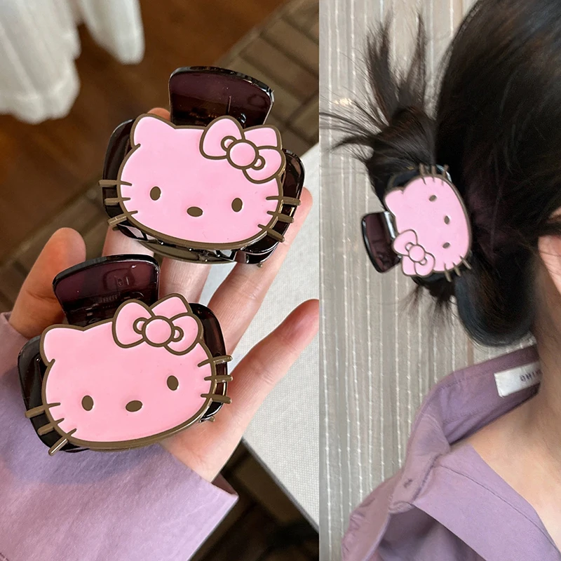 Cartoon Anime Kitty Hairpin Sweet Girl Double-sided KT Cat Premium Grip Clip Fashion Cute Back Hair Shark Clip Hair Accessories