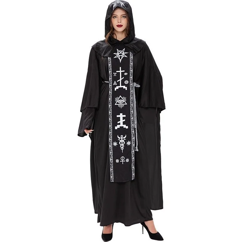 Erwachsene Halloween Kostüm Bla Robe Zauberer Dr up Kleidung Cosplay Zauberer Traditionelle Chinesische Bühne Leistung Frauen...