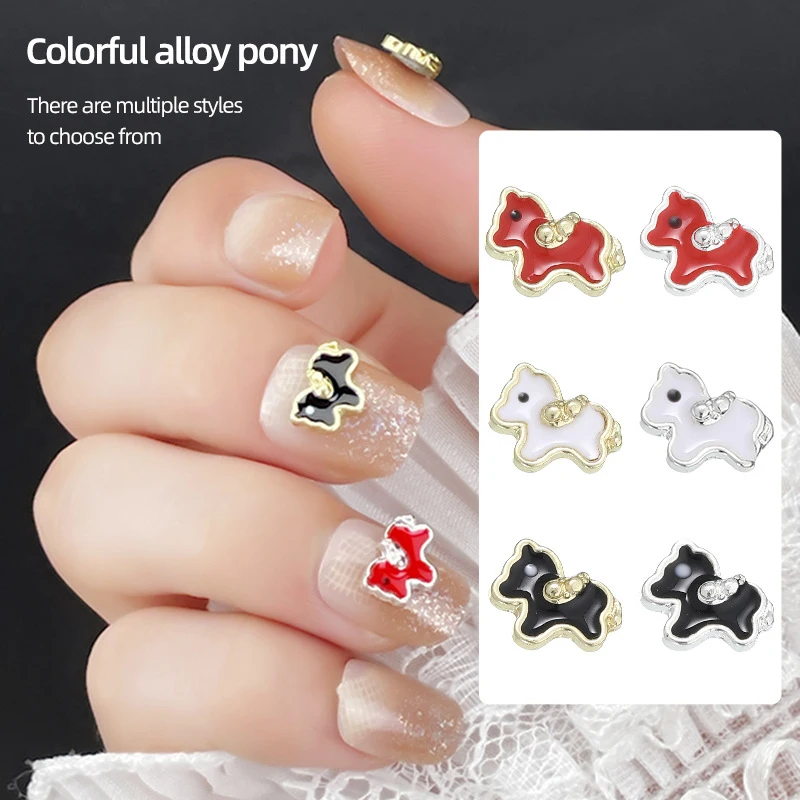 الملونة البسيطة الكرتون سنة الحصان الصينية زودياك الحصان فلاتباك مسمار الفن ديكور Diy بها بنفسك مانيكير مجوهرات اكسسوارات الحرف