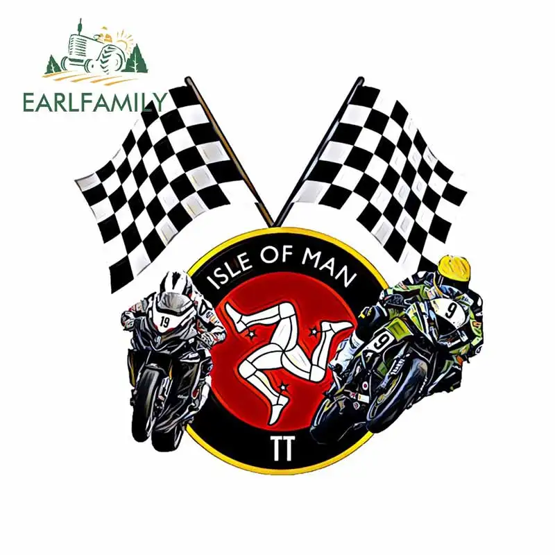 EARLFAMILY 13 سنتيمتر سباقات TT جزيرة الرجال شعار ملصقات السيارات مقاوم للماء واقية من الشمس مائي محمول الوفير دراجة نارية جذع اكسسوارات السيارات