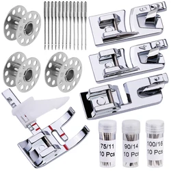 Sewing Machine Presser Foot Set Narrow Rolled Hemming Foot Kit for All Low Shank Snap-On Singer Brother Janome Sewing Machine