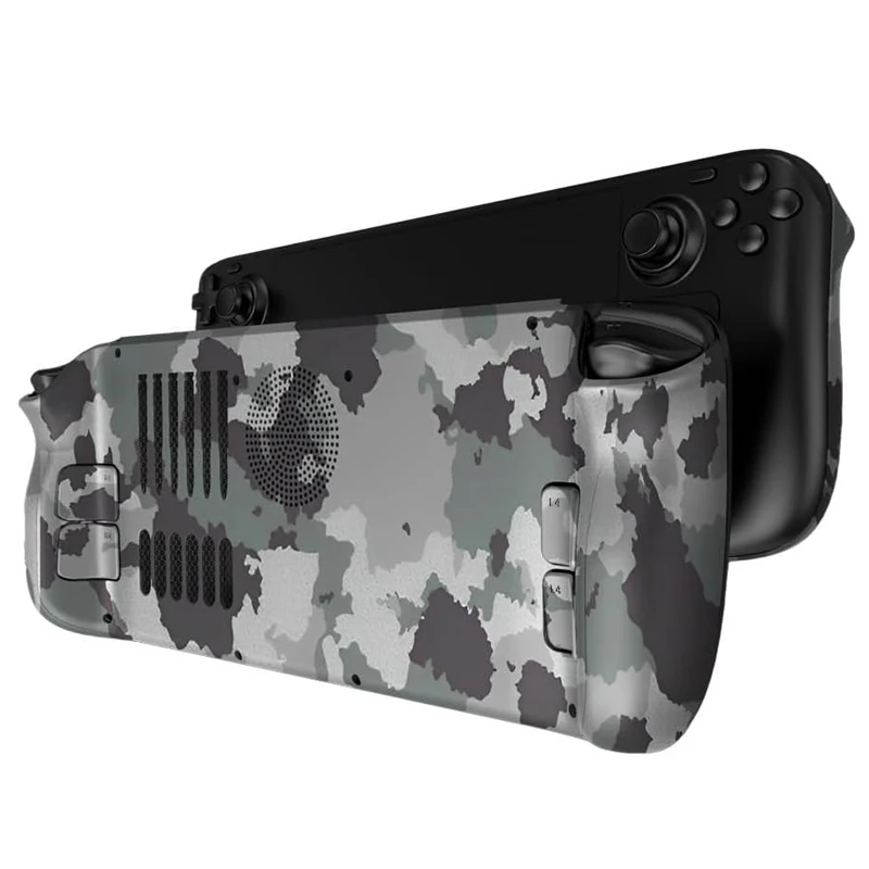 Placa trasera de camuflaje Compatible con Steam Deck, carcasa trasera de repuesto transparente, a prueba de caídas, disipador de calor, a prueba de polvo