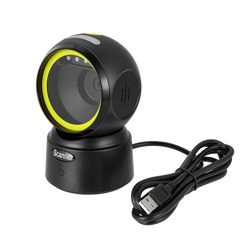 High Frame Rate 120fps Omni Wired 2D USB and USB Virtual COM Automatic Sensing Desktop Barcode Scanner for POS System