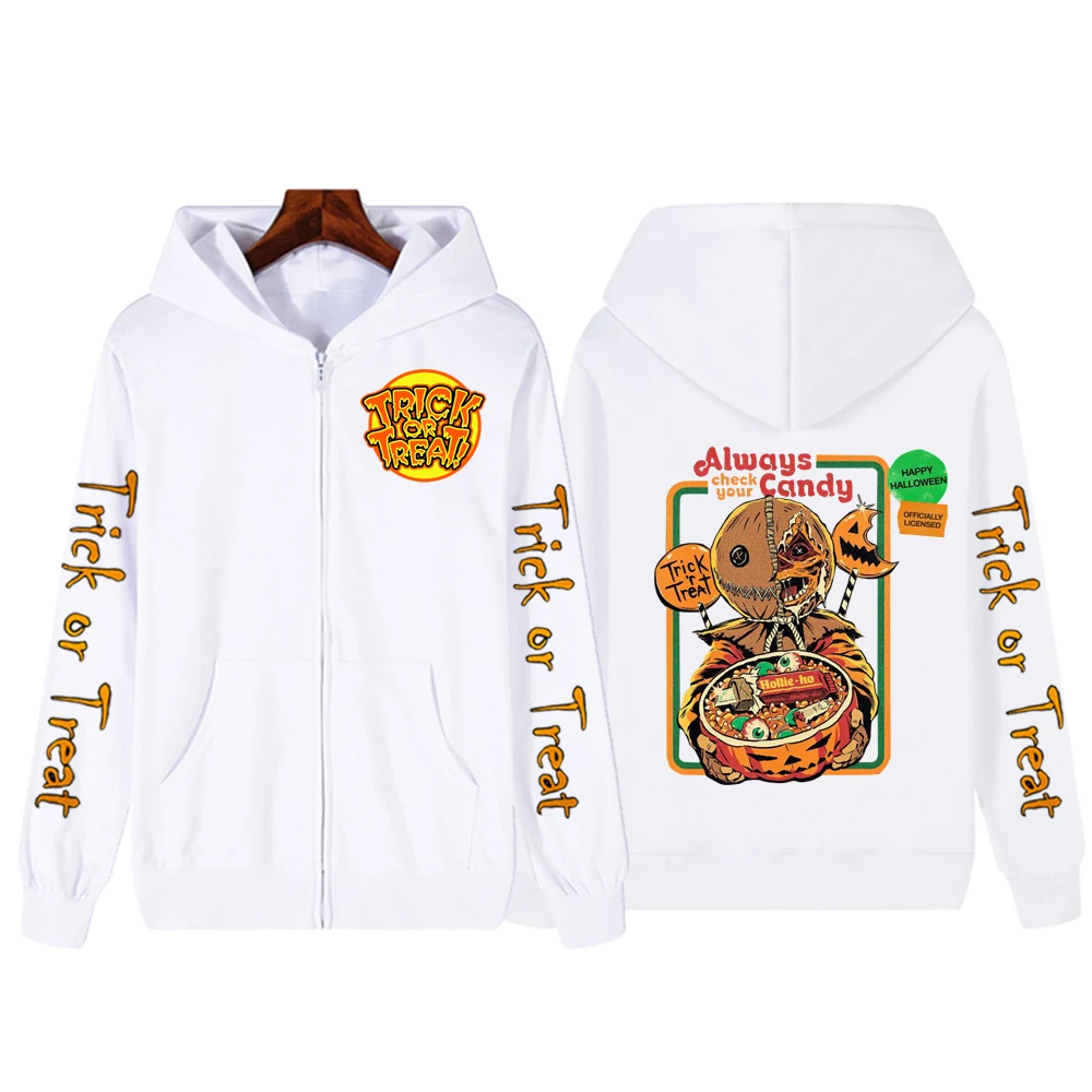 2022 Hot Fashion Trick R Treat Sam Pumpkin Halloween Sweatshirts Men Hoodie Long Sleeve Hip Hop Zipper