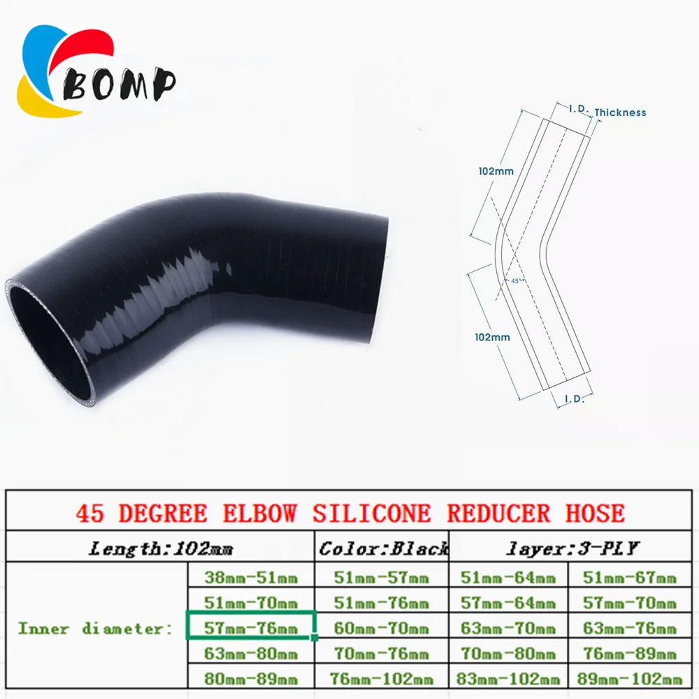

INTERCOOLER/INTAKE/COOLANT SILICONE HOSE 45 DEGREE ELBOW REDUCER PIPE TURBO