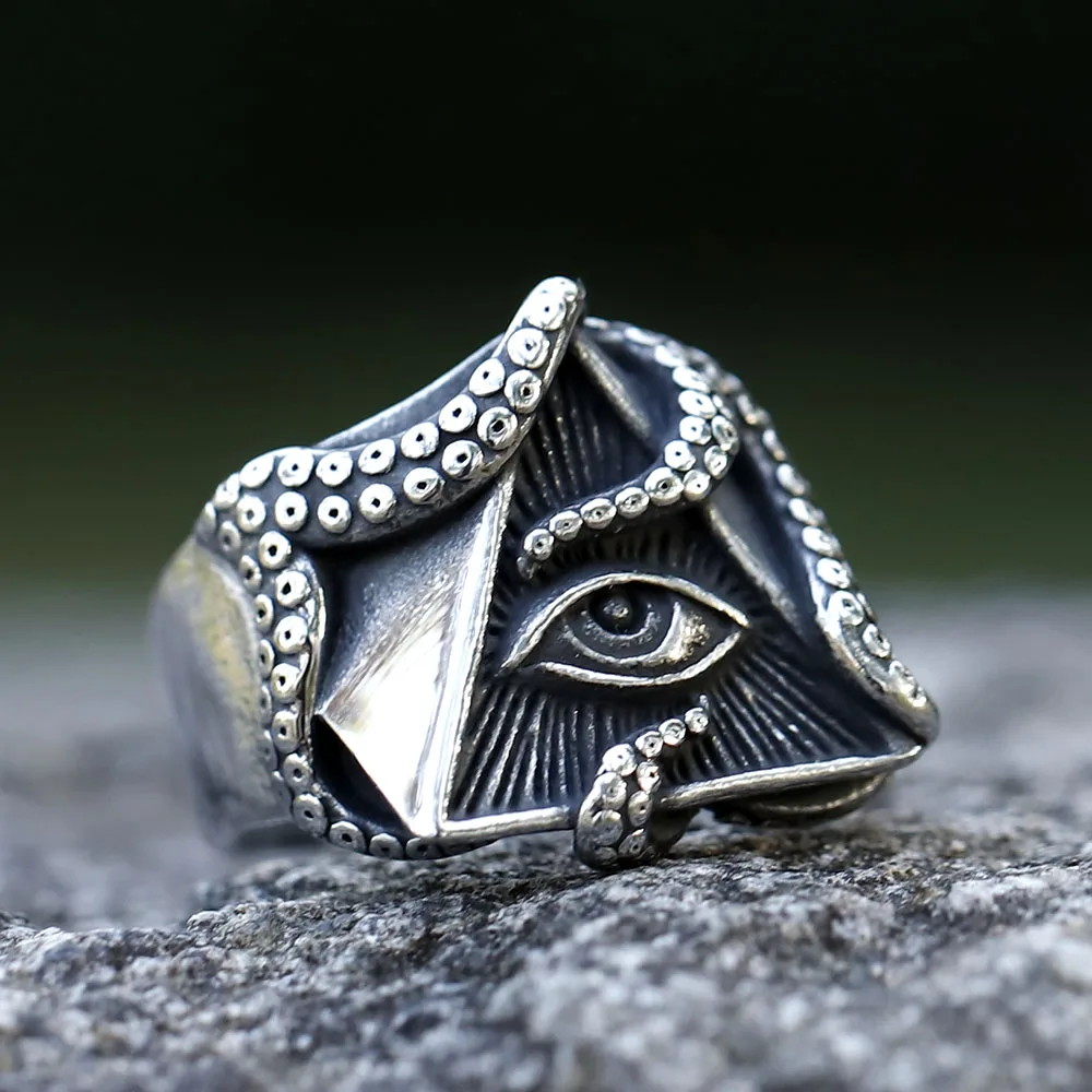 2022 New Ceative Design Stainless Steel Egypt The Eye of Horus Ring Squid Ring For Men Women Fashion Jewelry Dropshipping