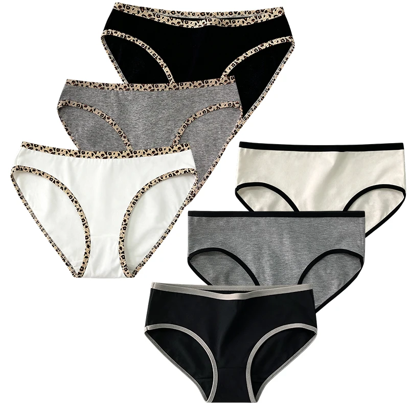 3 Pcs/Lot Cotton Teenage Girls Panties Soft Solid Adolescent Girls Underwear Leopard Print Waistband Aged 8-16 Young Girl Briefs