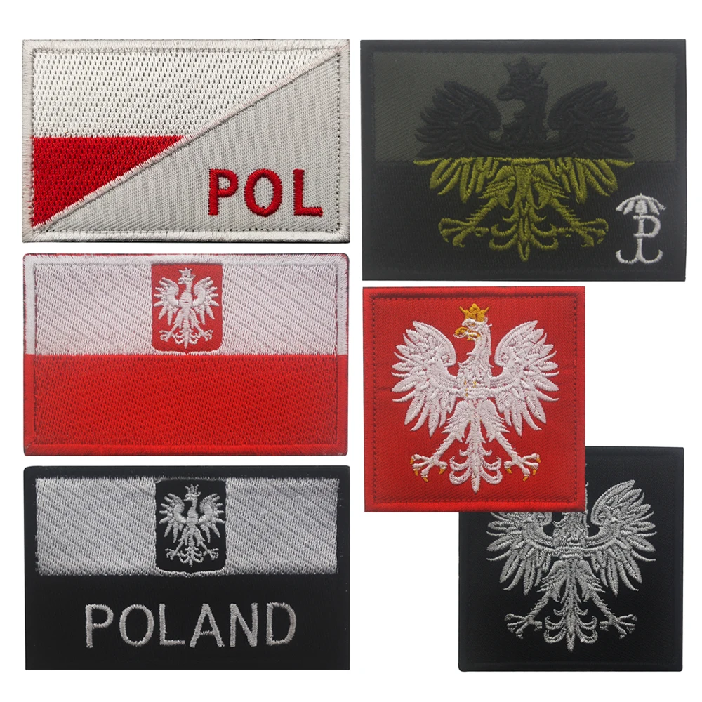 JWK Special Force Krajowa Poland Tactical Embroidery Flag Patch Army National Flag Of Poland Reflective Black IR Poland Applique