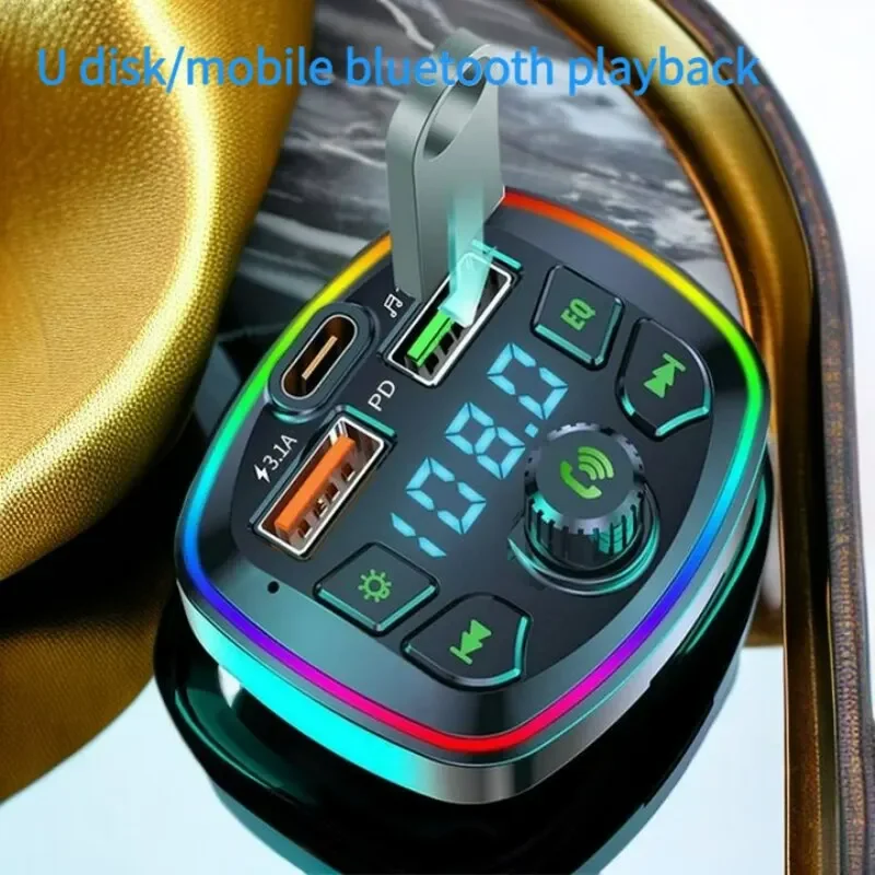 سيارة الارسال 3.1A سيارة شاحن سريع المزدوج USB ميناء بلوتوث شاحن سيارة بلوتوث حر اليدين Mp3 صحيح PD محول الهاتف المحمول