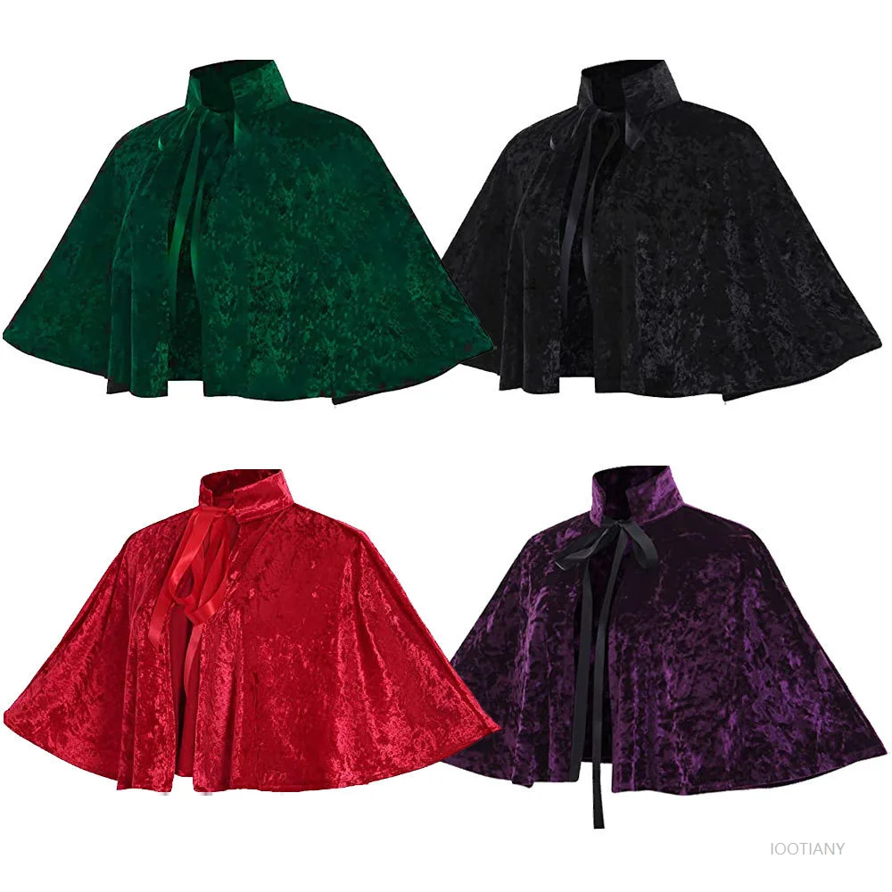 

Cosplay Vintage Victorian Velvet Cape Carnival Party Adult Gothic Steampunk Witch Short Shawl Halloween Party Women's Shawl Cost