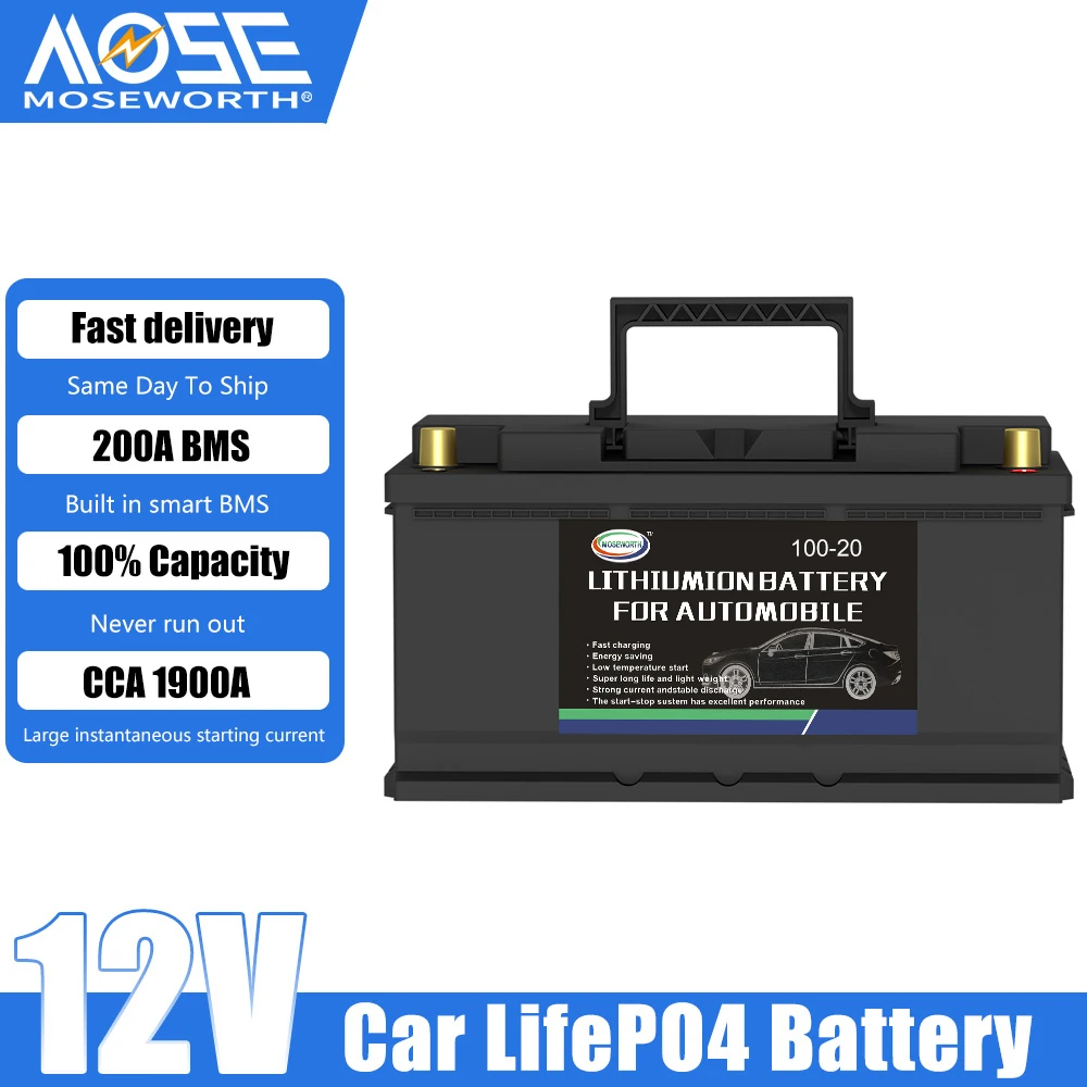 100-20 12V Car Battery LiFePO4 Jump Starter with BMS Portable Power Bank Starting Device for RV Motorhome Automotive Tractor