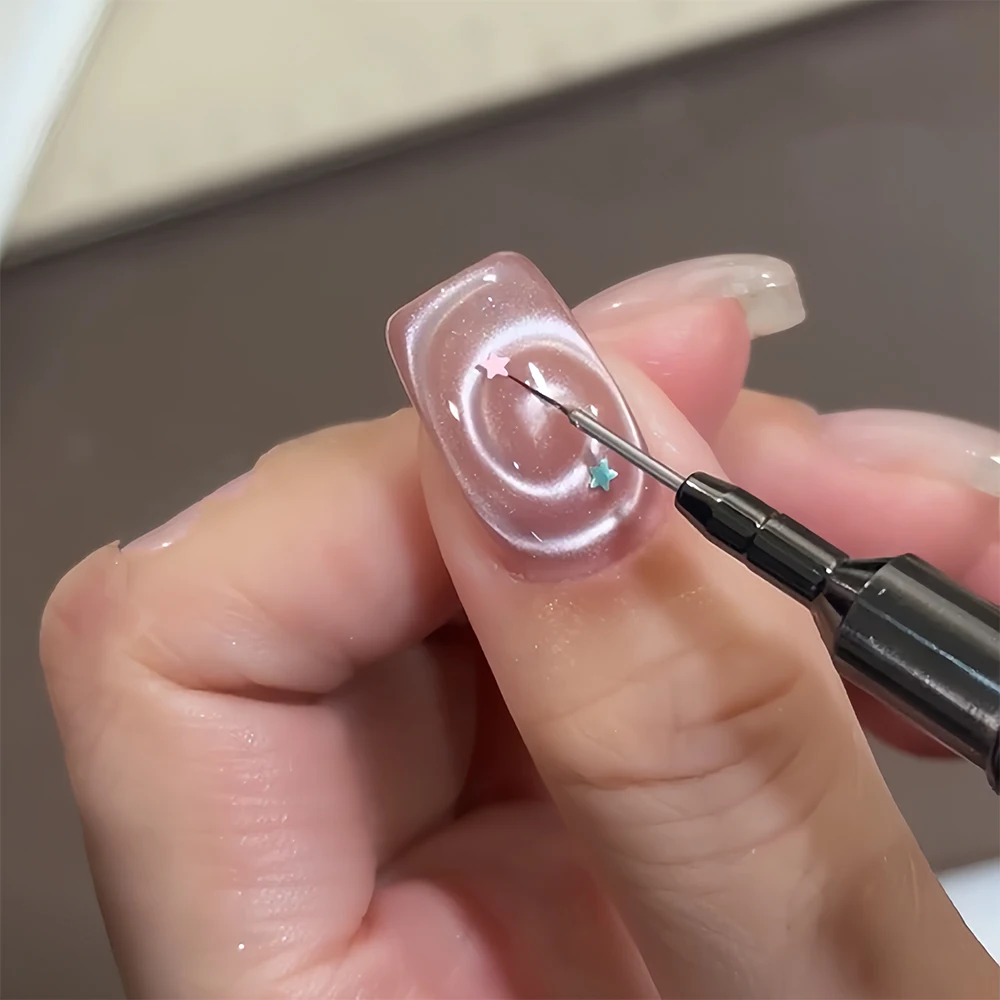 ปากกาแม่เหล็กทำเล็บลายดาววนวาเลนไทน์ 1/2 ชิ้น พร้อมแม่เหล็กลายกระต่าย/หัวใจน่ารัก สำหรับทำเล็บแบบฝรั่งเศส อุปกรณ์ทำเล็บแม่เหล็ก DIY