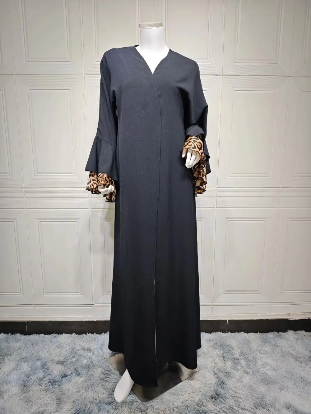 Muslim Leopard Print Dresses Jalabiya Women Cardigan Robe Vestidos Eid Ramadan Morocco Dubai Open Abayas Islam Arab Kaftan 2024